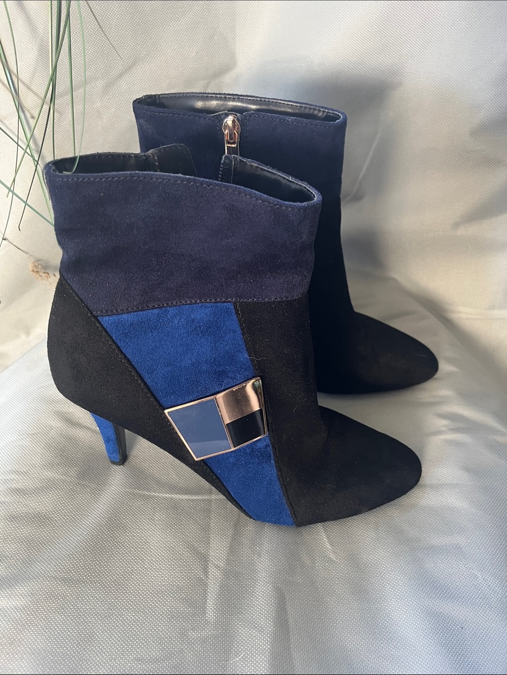 IMPO color block  Ankle Boots in Black and Blue - Stylish Women’s Heel